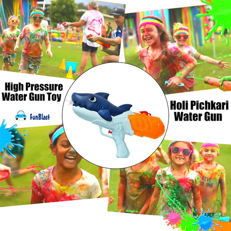 FunBlast Holi Pichkari Water Gun for Kids Boy & Girls – Shark Powerful High Pressure Tank Spray Gun Toy, Pichkari for Holi Water Gun for Boys, Girls, Kids, Pichkari Gun Big Toy – Random Color (500ML) 
