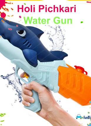 FunBlast Holi Pichkari Water Gun for Kids Boy & Girls – Shark Powerful High Pressure Tank Spray Gun Toy, Pichkari for Holi Water Gun for Boys, Girls, Kids, Pichkari Gun Big Toy – Random Color (500ML) 