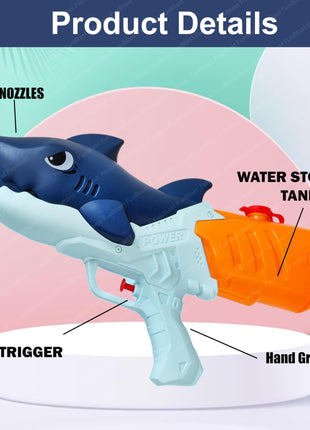 FunBlast Holi Pichkari Water Gun for Kids Boy & Girls – Shark Powerful High Pressure Tank Spray Gun Toy, Pichkari for Holi Water Gun for Boys, Girls, Kids, Pichkari Gun Big Toy – Random Color (500ML) 