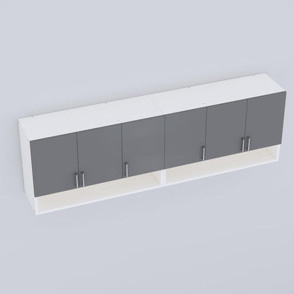 Furnesta 6-Door Modular Kitchen Wall Cabinet, Slated Grey & Highland Pine, Termite-Proof Borer-Proof Engineered Wood, Wall-Mount, Storage Organizer 