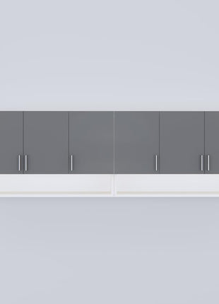 Furnesta 6-Door Modular Kitchen Wall Cabinet, Slated Grey & Highland Pine, Termite-Proof Borer-Proof Engineered Wood, Wall-Mount, Storage Organizer 