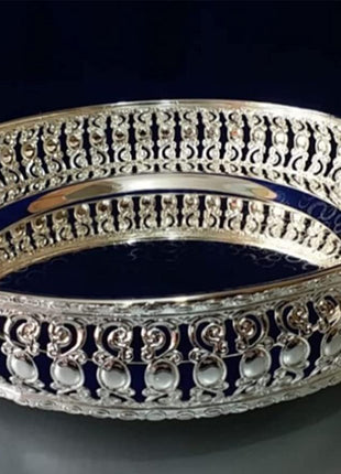 G K EXCLUSIVE™ German Silver Tray, Best Gift for Diwali, Anniversary, House Warming, Birthday (10inch), Round Shape 