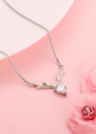 GIVA 925 Silver Anushka Sharma Silver Deer Heart Necklace |Gifts for Girlfriend, Gifts for Women & Girls| With Certificate of Authenticity and 925 Stamp | 6 Month Warranty 