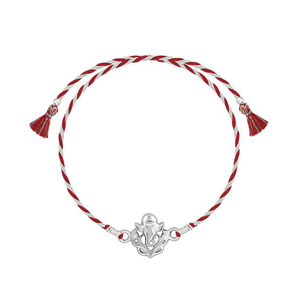 GIVA 925 Silver Leaf Ganesha Rakhi|Raksha Bandhan Rakhi for Brother | Gift for Men & Boys| With Certificate of Authenticity and 925 Stamp 