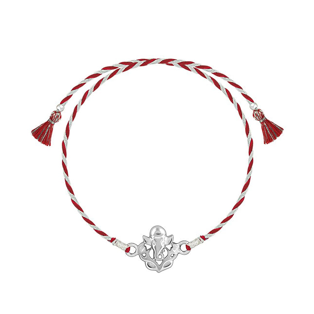 GIVA 925 Silver Leaf Ganesha Rakhi|Raksha Bandhan Rakhi for Brother | Gift for Men & Boys| With Certificate of Authenticity and 925 Stamp 