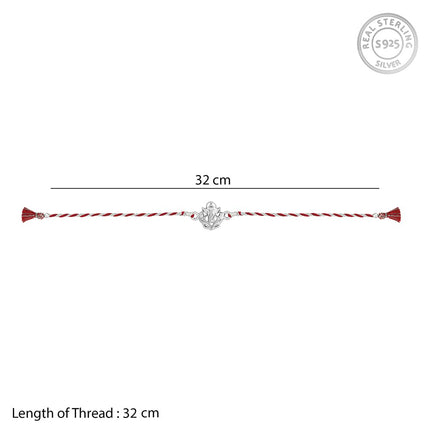 GIVA 925 Silver Leaf Ganesha Rakhi|Raksha Bandhan Rakhi for Brother | Gift for Men & Boys| With Certificate of Authenticity and 925 Stamp 