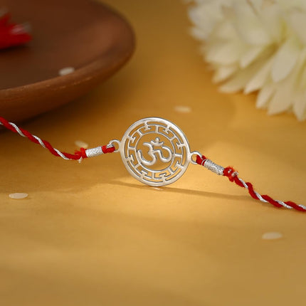 GIVA 925 Silver Protected Om Rakhi|Raksha Bandhan Rakhi for Brother | Gift for Men & Boys| With Certificate of Authenticity and 925 Stamp 