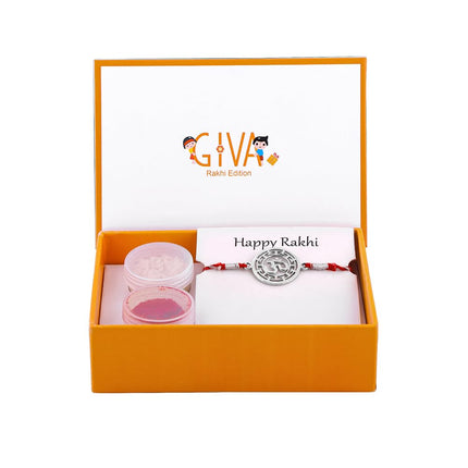 GIVA 925 Silver Protected Om Rakhi|Raksha Bandhan Rakhi for Brother | Gift for Men & Boys| With Certificate of Authenticity and 925 Stamp 