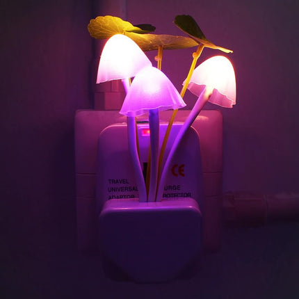 GLUN Magic 3D LED Night Lamp with Plug Smart Sensor auto On/Off and Color Change Mushroom Flowers Beautiful Illumination Home Decoration Lights for Bedroom Corridor (Multicolour) (Single Pack) 
