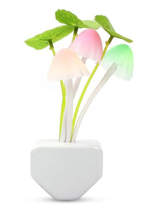 GLUN Magic 3D LED Night Lamp with Plug Smart Sensor auto On/Off and Color Change Mushroom Flowers Beautiful Illumination Home Decoration Lights for Bedroom Corridor (Multicolour) (Single Pack) 
