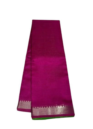 GR HANDLOOM| Women's Bhagalpuri Pure Kota Doria Silk Saree With Beutiful Zari Border design AND Running Blouse Piece Free Size (Dark pink) 