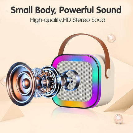 GRAWOK Karaoke Machine for Kids Adults, Mini Portable Blue-Tooth Karaoke Speaker with Wireless Microphone and Dynamic Lights Birthday Gift Home KTV Outdoor Travel (Multicolor) 