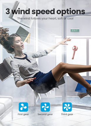 Gaiatop Mini Portable Fan, Powerful Hand Fan Cute Design 3 Speed Personal Small Desk Fan With Base, Lightweight Rechargeable Usb Handheld Fan For Girl, Women, Men, Indoor, Outdoor, 15 Cm, Pink 