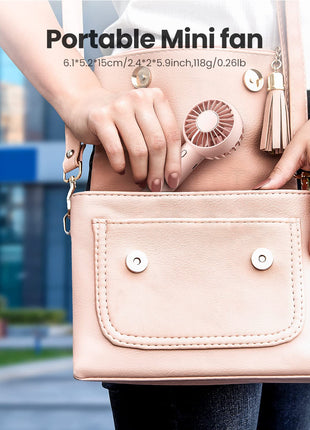 Gaiatop Mini Portable Fan, Powerful Hand Fan Cute Design 3 Speed Personal Small Desk Fan With Base, Lightweight Rechargeable Usb Handheld Fan For Girl, Women, Men, Indoor, Outdoor, 15 Cm, Pink 