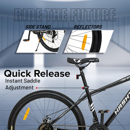 Geekay Speed 2.0 Multispeed 26T Mountain Bike for Men with 21 Speed Gears, 17 Inches Steel Frame, Front Suspension and Dual Disc Brakes, Ideal Rider Age 10+ Years - Matt Black 