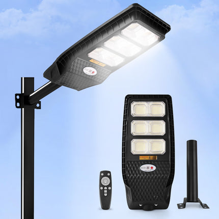 Gesto 180W Solar Street Light Outdoor with Motion Sensor, Remote & Pole | 432 LEDs, 2800 Lumens, 3 Modes, 8000mAh Battery, IP44 Waterproof, Dusk to Dawn Solar Lamp for Home, Wall, Pathway, Garden,Yard 