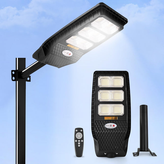 Gesto 180W Solar Street Light Outdoor with Motion Sensor, Remote & Pole | 432 LEDs, 2800 Lumens, 3 Modes, 8000mAh Battery, IP44 Waterproof, Dusk to Dawn Solar Lamp for Home, Wall, Pathway, Garden,Yard 