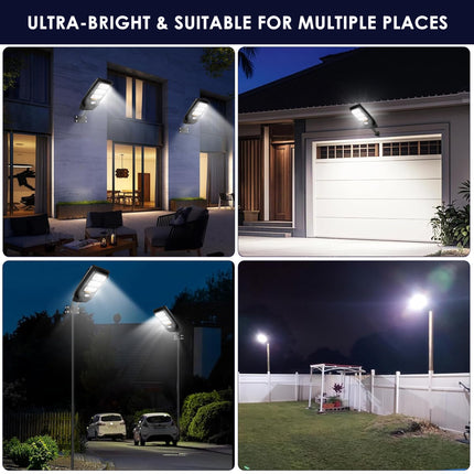 Gesto 180W Solar Street Light Outdoor with Motion Sensor, Remote & Pole | 432 LEDs, 2800 Lumens, 3 Modes, 8000mAh Battery, IP44 Waterproof, Dusk to Dawn Solar Lamp for Home, Wall, Pathway, Garden,Yard 