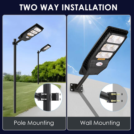 Gesto 180W Solar Street Light Outdoor with Motion Sensor, Remote & Pole | 432 LEDs, 2800 Lumens, 3 Modes, 8000mAh Battery, IP44 Waterproof, Dusk to Dawn Solar Lamp for Home, Wall, Pathway, Garden,Yard 