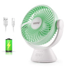 Gesto 6 Inch Rechargeable Table Fan with LED Light – High-Speed Noiseless Portable Fan With 3 Speed Modes | 2400mAh Battery Up to 8 Hours Runtime USB Charging Fan for Home, Office, Kitchen (Green) 