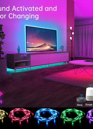 Gesto 600 LED Strip Lights with Adaptor - Music Sync RGB Lights with Alexa, Google & App Operated Waterproof Smart Light - Multicolor LED Lights for Home,Diwali,Christmas (10 Meter) 