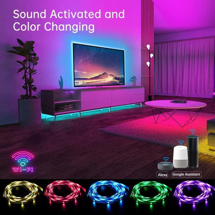 Gesto 600 LED Strip Lights with Adaptor - Music Sync RGB Lights with Alexa, Google & App Operated Waterproof Smart Light - Multicolor LED Lights for Home,Diwali,Christmas (10 Meter) 