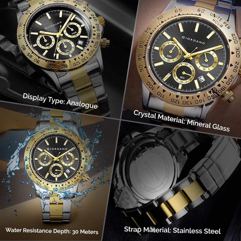 Giordano Premium Multifunctional Wrist Watch for Men with Stainless Steel Strap and Luminescent Hands - GZ-50116 