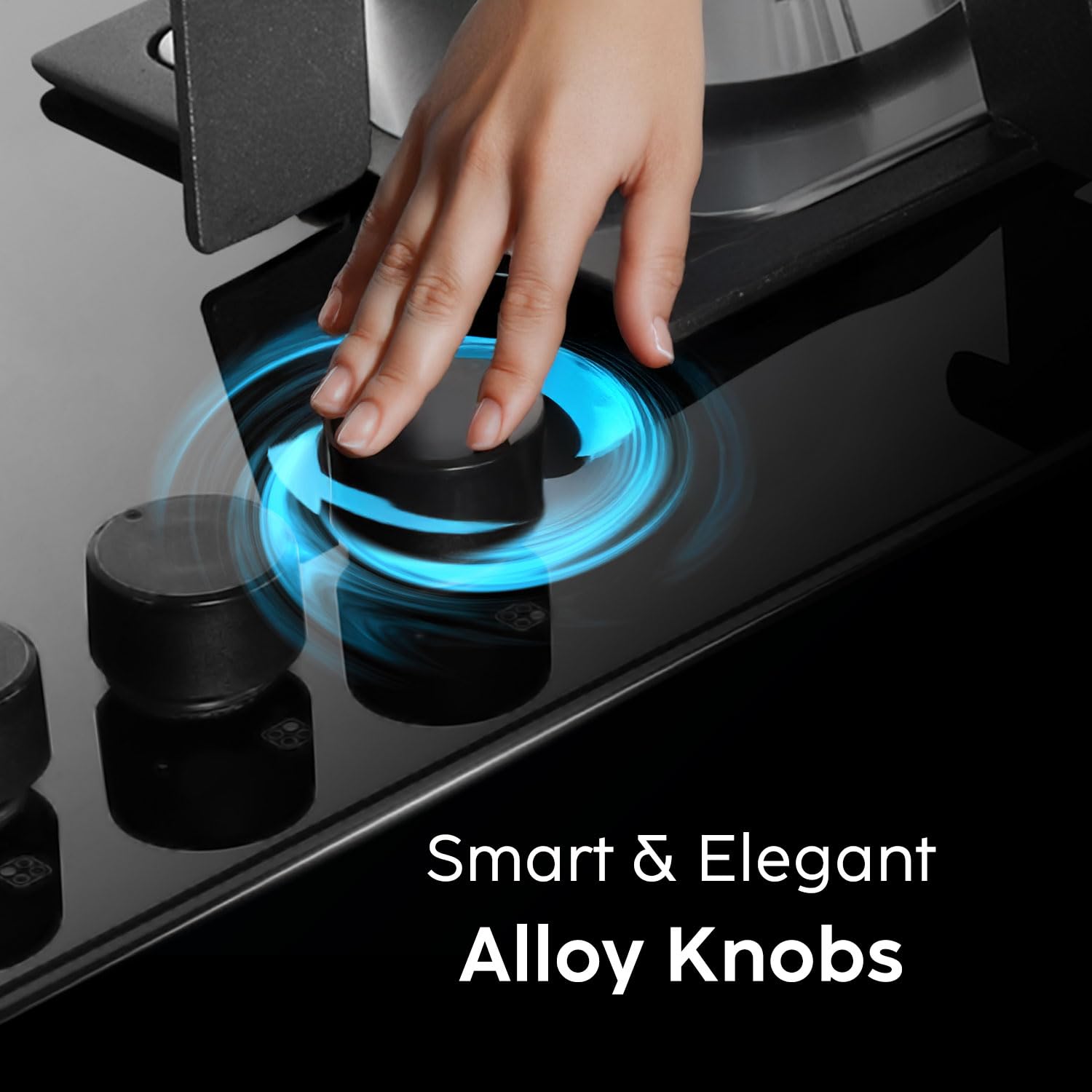 Glen Built-in Hob 4 Burner Gas Stove | Black Toughened Glass Top | Auto Ignition | Forged Brass Burners | Mini Triple Ring & Double Ring | 2-Year Warranty 