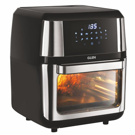 Glen Digital Air Fryer Oven for Home, 1800W, 10 Preset Menu Rotisserie, Electric Air Fryer Toaster Oven, Digital Display, Bake Roast Toast Defrost 12 Litre Digital Controls, Black (SA-3046DSS) 