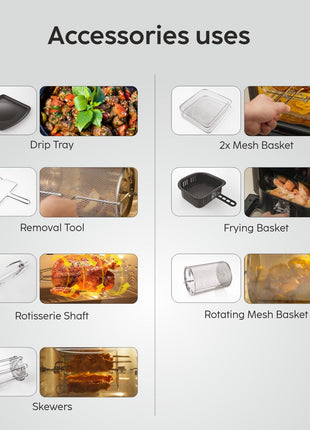 Glen Digital Air Fryer Oven for Home, 1800W, 10 Preset Menu Rotisserie, Electric Air Fryer Toaster Oven, Digital Display, Bake Roast Toast Defrost 12 Litre Digital Controls, Black (SA-3046DSS) 