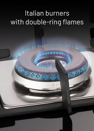 Glen Hob 4 Burner Gas Stove Hob Top | Built-In Hob Auto Ignition | 8 MM Thick Toughened Glass Black | Italian Burner with Double Ring Flame |Gas Stove 4 Burner Warranty 2 Years Standard 1074SQHTIN70 