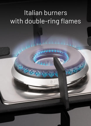 Glen Hob Top 3 Burner Built In Hob In Glass Hob Gas Stove 3 Burner Auto Ignition | 8 MM Toughened Glass | Italian Burner with Double Ring Flame Warranty 2 Years Standard (1073 SQ HT IN 70) 