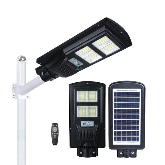 GlowBase Plastic Solar Led Street Light All In One 60 Watt Led Chip Automatic Motion Sensor With Remote Ip65 Waterproof Ip65 Waterproof Outdoor Use Black (Pack Of 1) 