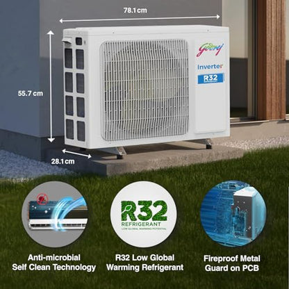 Godrej 1.5 Ton 3 Star, 5 Years Comprehensive Warranty, 5-In-1 Convertible Cooling, Wood Finish, Inverter Split AC (Copper, 4 Way Air Swing, AC 1.5T SIC 18VTC3 WYB TK, Teak Wood) 