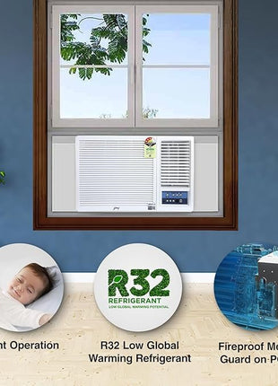 Godrej 1.5 Ton 3 Star, Turbo Mode Window AC (Copper, Anti-Dust Filter, Anti-Freeze Thermostat, 2024 Model, AC 1.5T WFC 18UTC3-WWB Window, White) 
