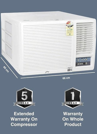 Godrej 1.5 Ton 3 Star, Turbo Mode Window AC (Copper, Anti-Dust Filter, Anti-Freeze Thermostat, 2024 Model, AC 1.5T WFC 18UTC3-WWB Window, White) 