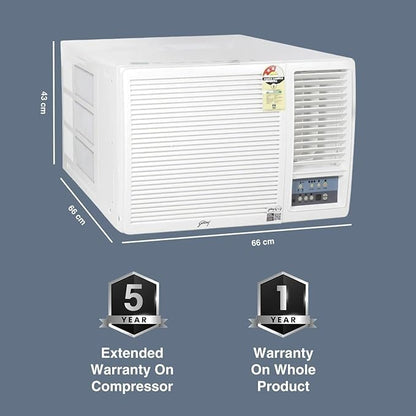Godrej 1.5 Ton 3 Star, Turbo Mode Window AC (Copper, Anti-Dust Filter, Anti-Freeze Thermostat, 2024 Model, AC 1.5T WFC 18UTC3-WWB Window, White) 