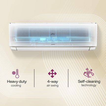 Godrej 1.5 Ton 3 Star, Wi-Fi, 5 Year Comprehensive Warranty, 5-In-1 Convertible Cooling Inverter Split AC (Copper, 2025 Model, Heavy Duty Cooling at 52 °C, AC 1.5T EI 18A3T PYA IVBL IOT, White) 