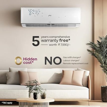 Godrej 1.5 Ton 3 Star, Wi-Fi, 5 Year Comprehensive Warranty, 5-In-1 Convertible Cooling Inverter Split AC (Copper, 2025 Model, Heavy Duty Cooling at 52 °C, AC 1.5T EI 18A3T PYA IVBL IOT, White) 