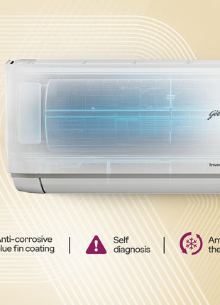 Godrej 1.5 Ton 3 Star, Wi-Fi, 5 Year Comprehensive Warranty, 5-In-1 Convertible Cooling Inverter Split AC (Copper, 2025 Model, Heavy Duty Cooling at 52 °C, AC 1.5T EI 18A3T PYA IVBL IOT, White) 