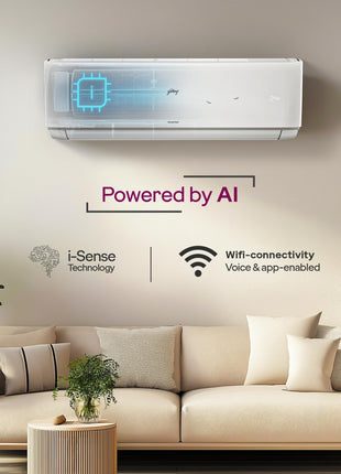 Godrej 1.5 Ton 3 Star, Wi-Fi, 5 Year Comprehensive Warranty, 5-In-1 Convertible Cooling Inverter Split AC (Copper, 2025 Model, Heavy Duty Cooling at 52 °C, AC 1.5T EI 18A3T PYA IVBL IOT, White) 