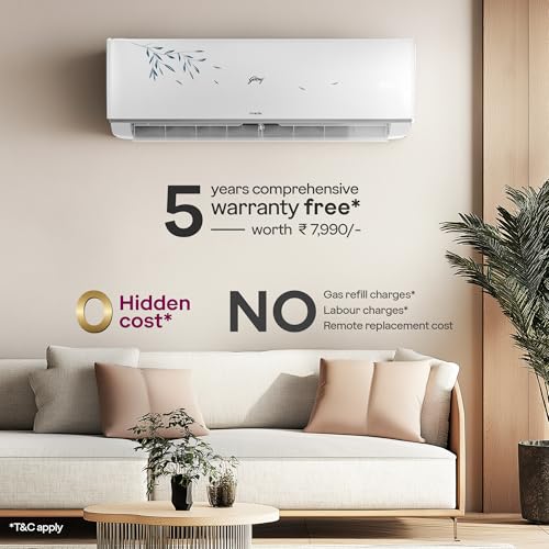 Godrej 1.5 Ton 3 Star, Wi-Fi, 5 Year Comprehensive Warranty, 5-In-1 Convertible Cooling Inverter Split AC (Copper, 2025 Model, Heavy Duty Cooling at 52 °C, AC 1.5T EI 18A3T PYA IVBL IOT, White) 