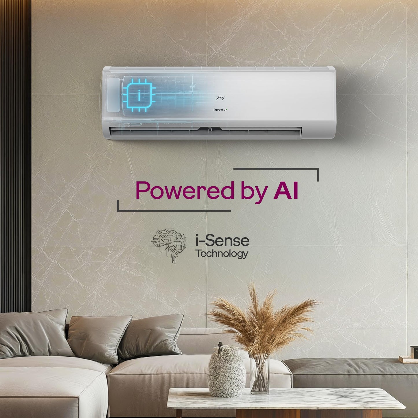 Godrej 1.5 Ton 5 Star, 5 Years Comprehensive Warranty, 5-In-1 Convertible Cooling, Inverter Split AC (Copper, 2025 Model, Heavy duty cooling at 52 °C, AC 1.5T EI 18II5T WZS Split 5S, White) 