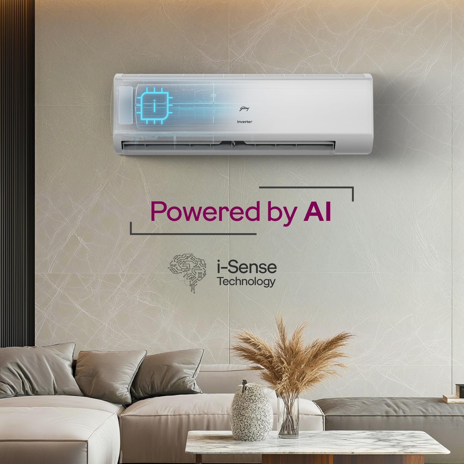 Godrej 1.5 Ton 5 Star, 5 Years Comprehensive Warranty, 5-In-1 Convertible Cooling, Inverter Split AC (Copper, 2025 Model, Heavy duty cooling at 52 °C, AC 1.5T EI 18II5T WZS Split 5S, White) 