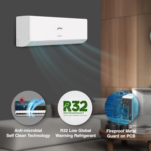 Godrej 1 Ton 3 Star, 5 Years Comprehensive Warranty, 5-In-1 Convertible Cooling, Inverter Split AC (Copper, 2025 Model, Heavy duty cooling at 52 °C, AC1T EI 12PINV3R32 WYQ 3S, White) 