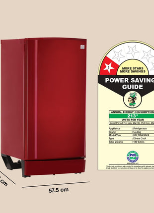 Godrej 180 L 1 Star Advanced Capillary Technology Direct Cool Single Door Refrigerator (2025 Model, RD EDGE 190A TRF ST WN, Steel Wine) 