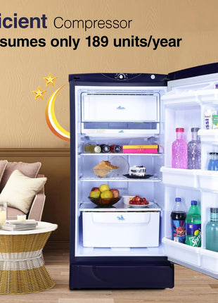 Godrej 180 L 2 Star Advanced Capillary Technology, With Jumbo Vegetable Tray Direct Cool Single Door Refrigerator(2023 Model, RD EDGE 205B WRF PP BL, Pep Blue) 