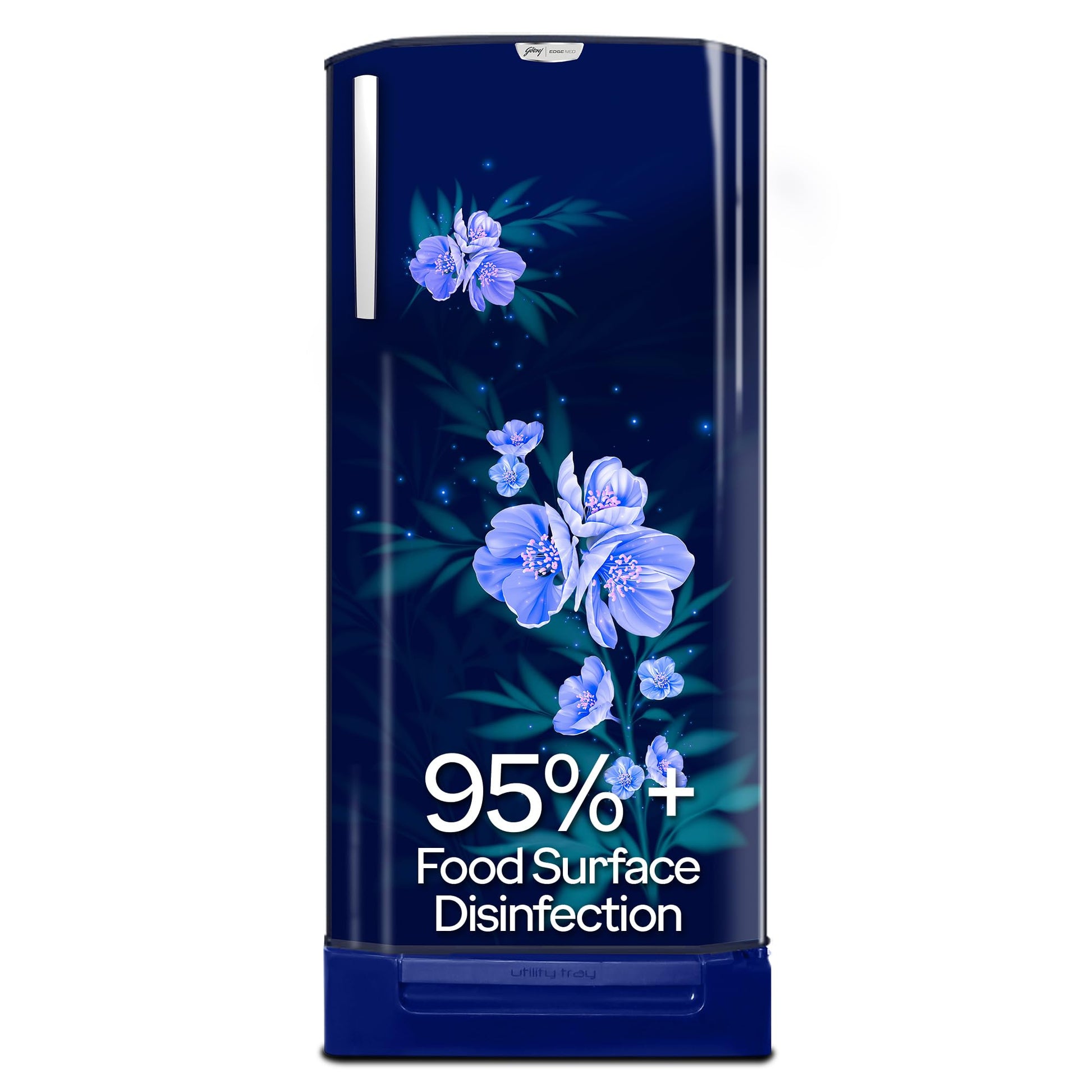 Godrej 180 L 5 Star Turbo Cooling Technology, 24 Days Farm Freshness Direct Cool Single Door Refrigerator With Base Drawer (2024 Model, RD EDGENEO 207E TDF MP BL, Maple Blue) 