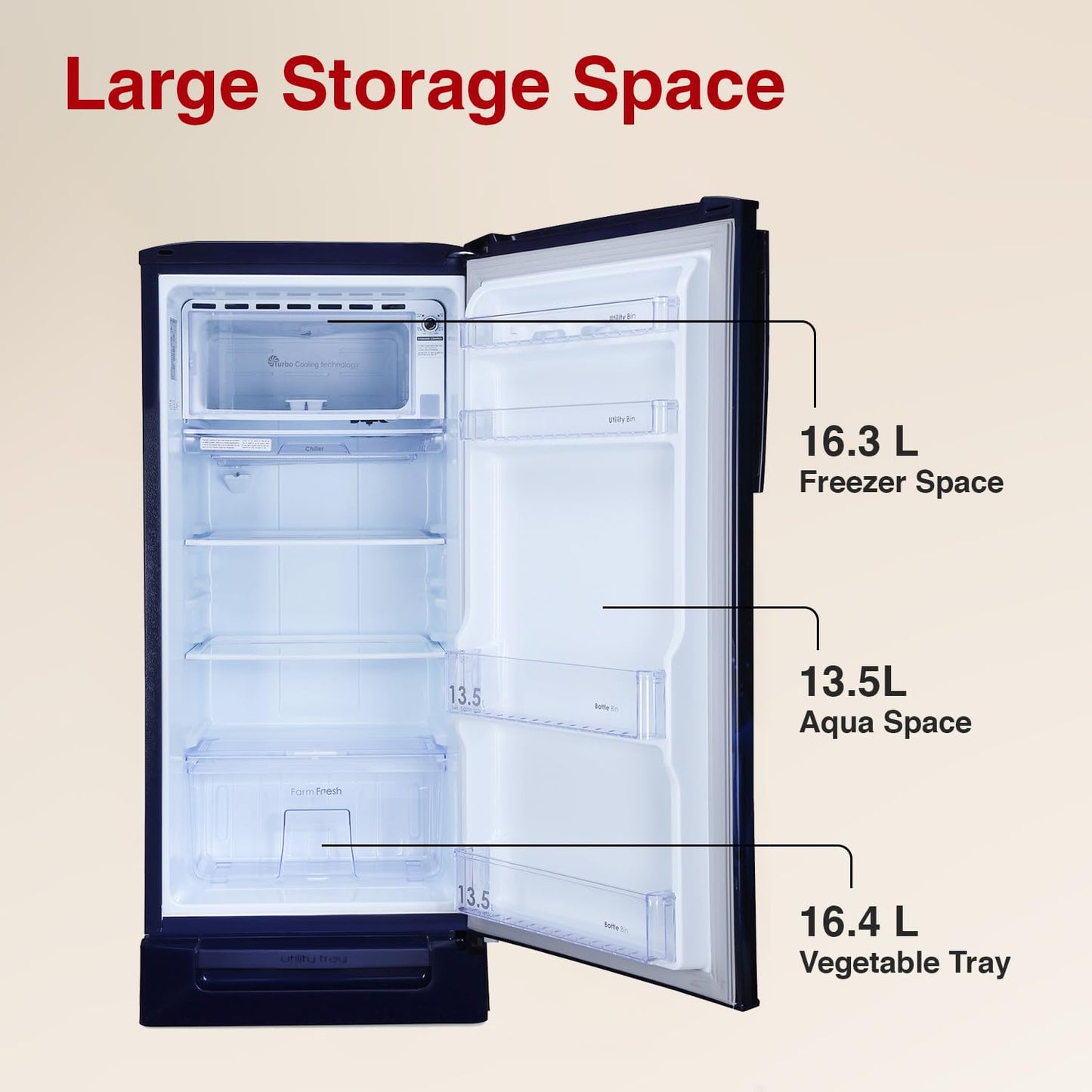 Godrej 180 L 5 Star Turbo Cooling Technology, 24 Days Farm Freshness Direct Cool Single Door Refrigerator With Base Drawer (2024 Model, RD EDGENEO 207E TDF MP BL, Maple Blue) 