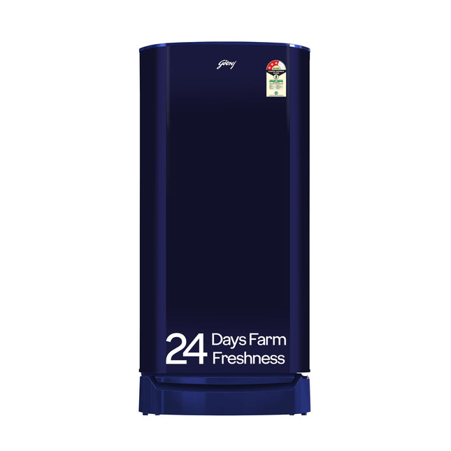 Godrej 183 L 3 Star | Farm Fresh Crisper Technology | Turbo Cooling Technology | Wide Shelf | Jumbo Vegetable Tray | Wired Shelves Direct Cool Single Door Refrigerator (RD R190C WRF NY BL, Navy Blue) 